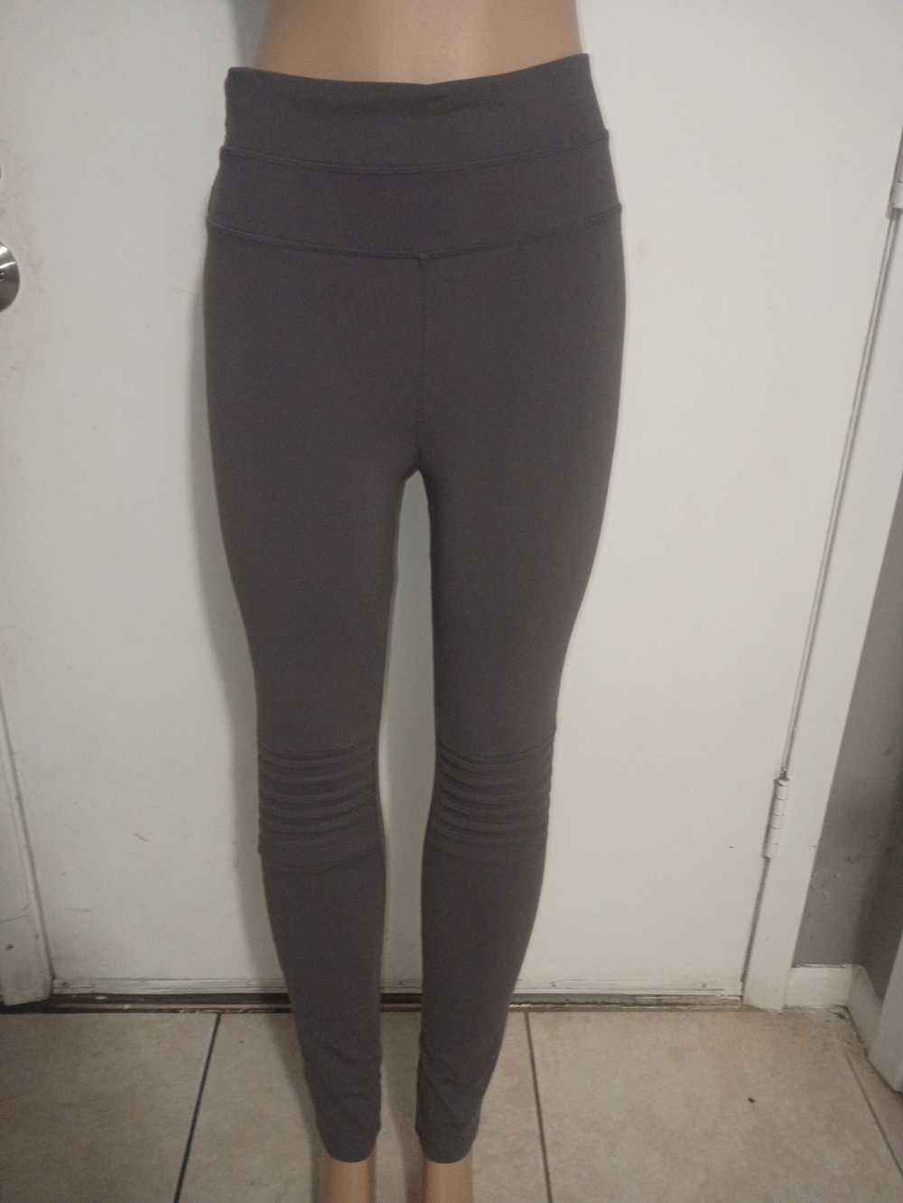 Free People Gray High-Waist Ribbed Knee Leggings